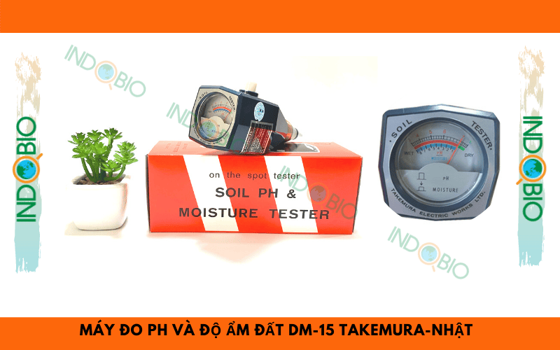 Máy đo pH và độ ẩm đất DM-15 Takemura Nhật Bản, đo pH và độ ẩm đất trên cùng 1 máy, không cần dùng pin
